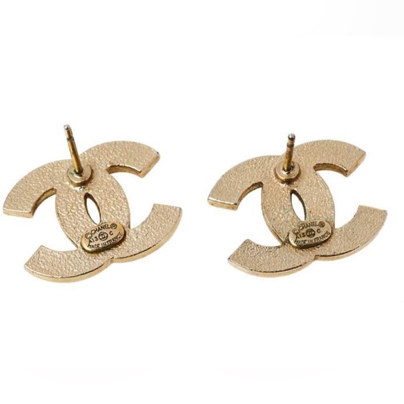 Chanel Pink and White Striped Logo Earrings - Picture 4 of 5